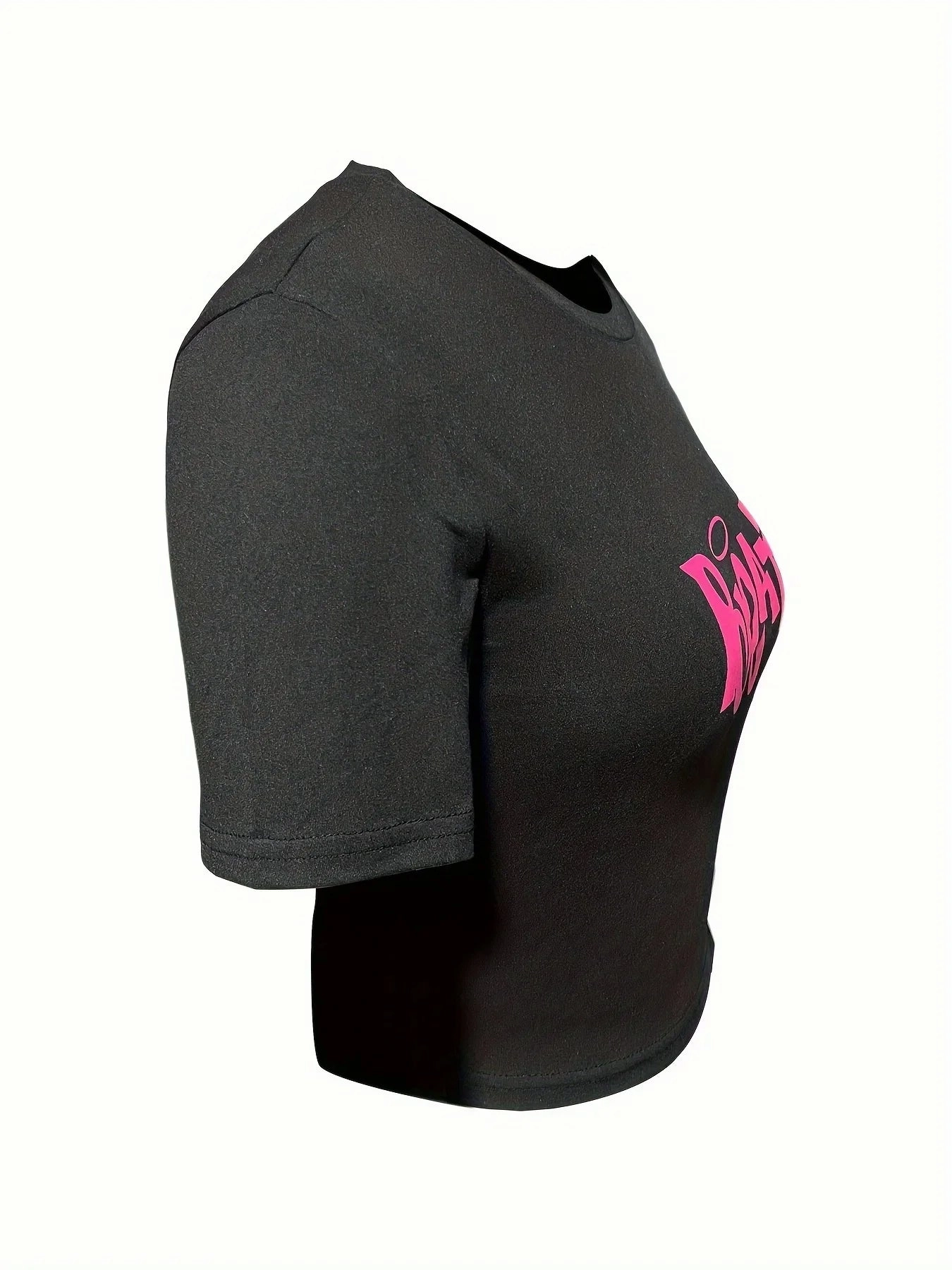 Women's Cut T-Shirt Y2K Pink Bratz Letter Print O-Neck Top