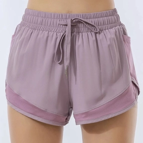 Women's Double Layered Quick-Dry Athletic Shorts, Anti-lighting Loose Fit for Outdoor Running and Fitness