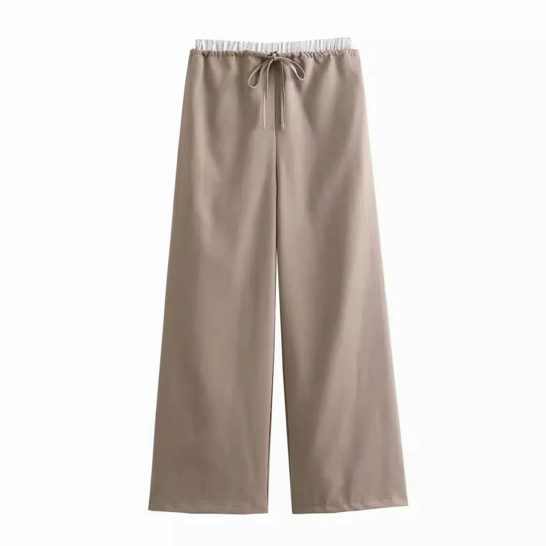 Women's Fashion Casual V-Neck Slim Fit Vest and Wide Leg Pants Set for Autumn Elegant Party Wear