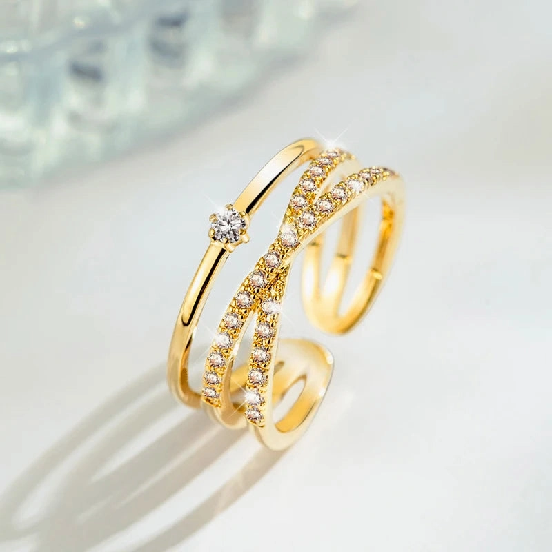 Women's Fashion Geometric Open Rings Accessory Trendy Golden Jewelry