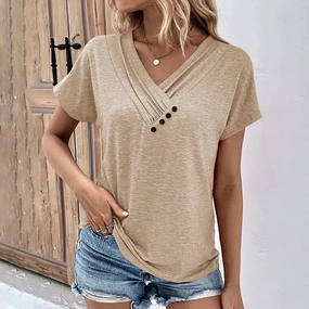 Women??s Fashion V Neck T Shirt Short Sleeve Basic Top Summer Casual Streetwear Oversized T Shirt for Women
