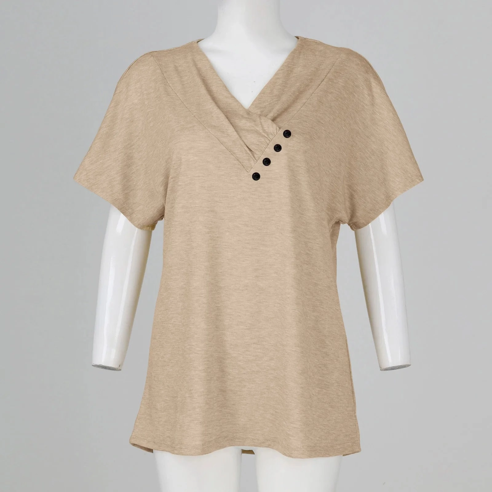 Women??s Fashion V Neck T Shirt Short Sleeve Basic Top Summer Casual Streetwear Oversized T Shirt for Women