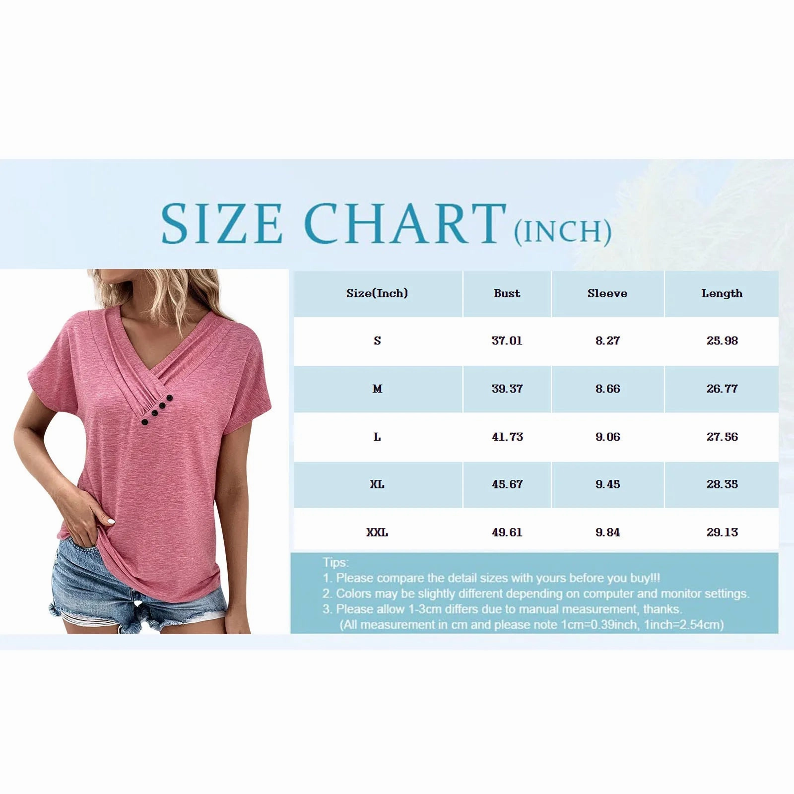 Women??s Fashion V Neck T Shirt Short Sleeve Basic Top Summer Casual Streetwear Oversized T Shirt for Women