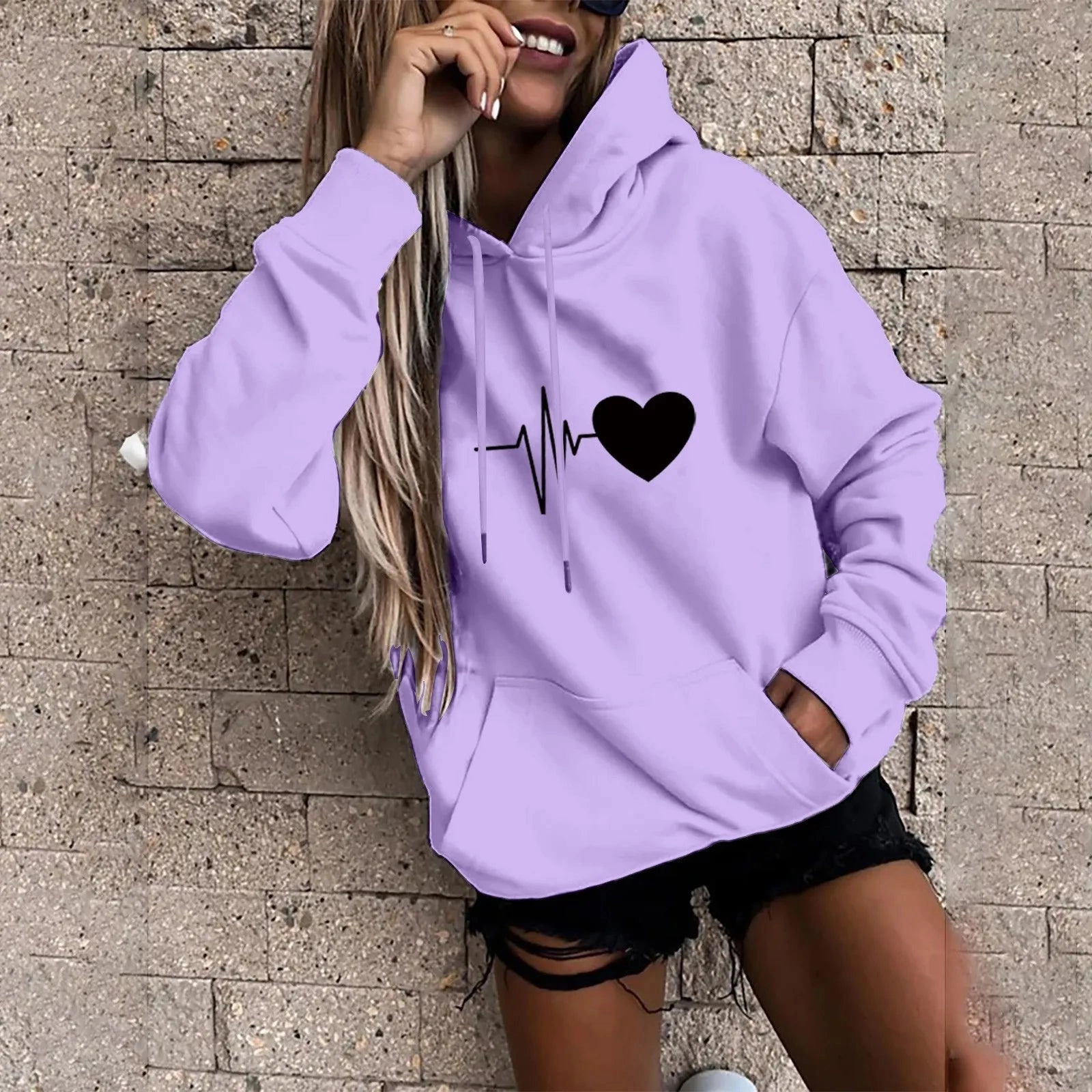 Women's Hoodies Tops Long Sleeve Fun Print Sweatshirt Casual Loose Pullover for Spring Fashion