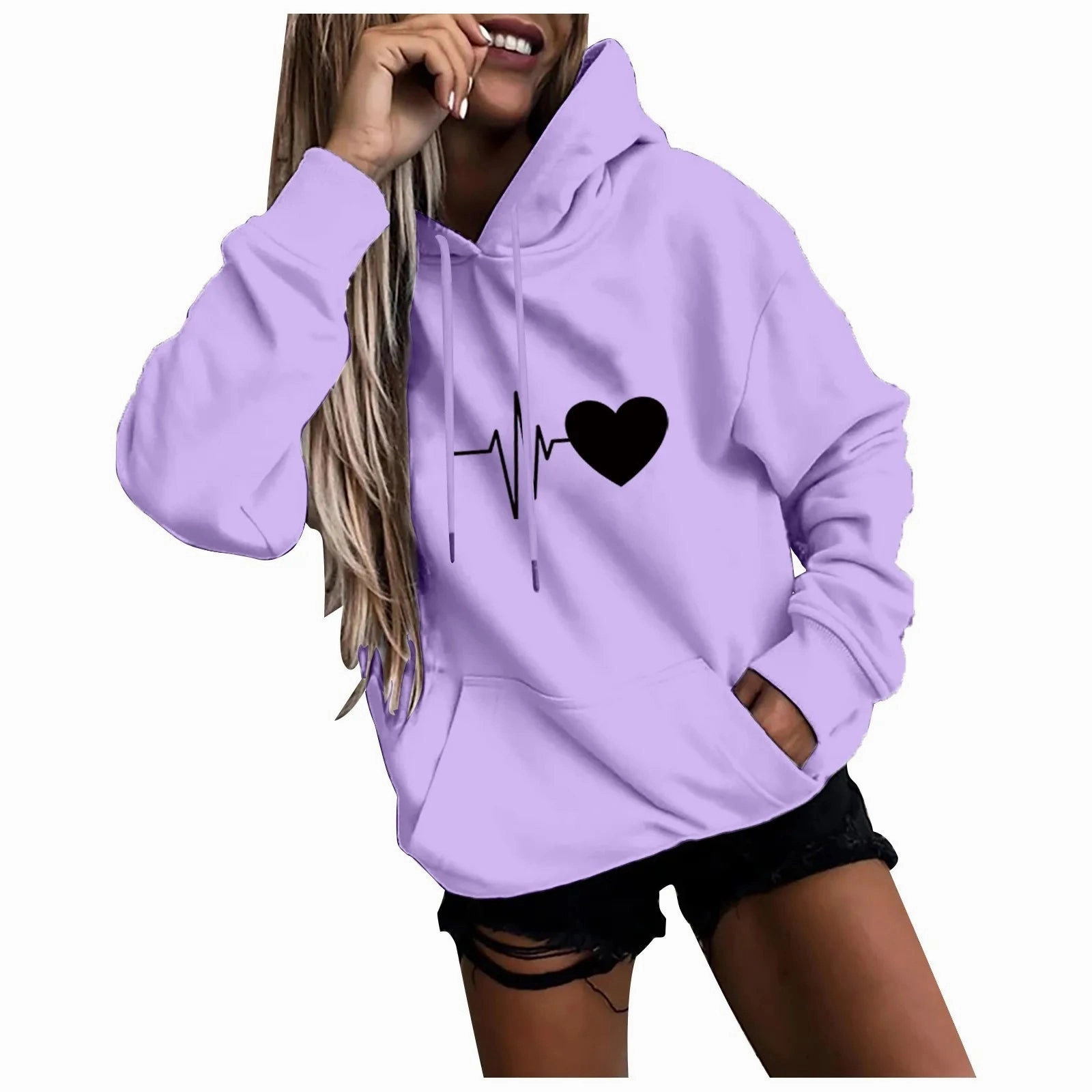 Women's Hoodies Tops Long Sleeve Fun Print Sweatshirt Casual Loose Pullover for Spring Fashion
