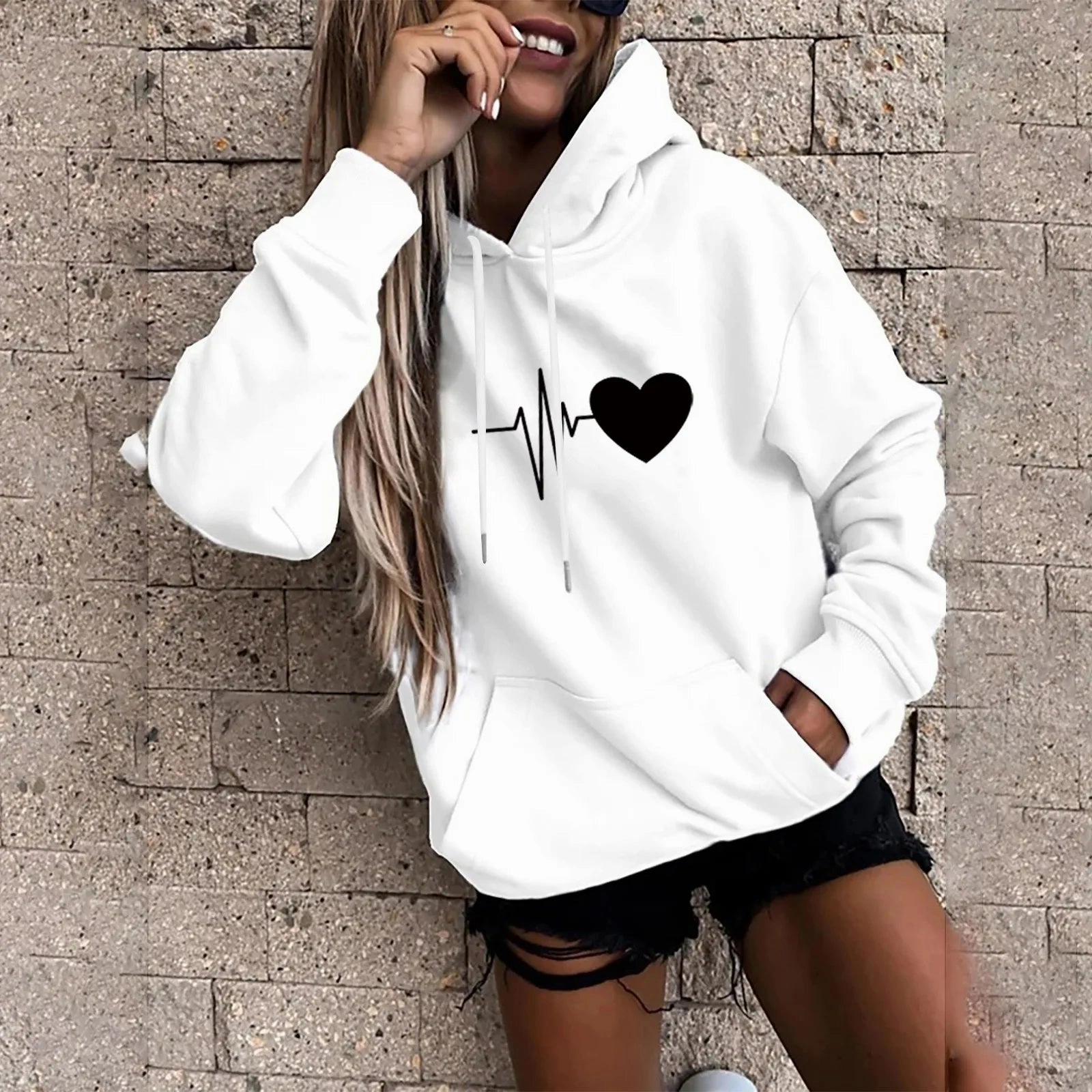 Women's Hoodies Tops Long Sleeve Fun Print Sweatshirt Casual Loose Pullover for Spring Fashion