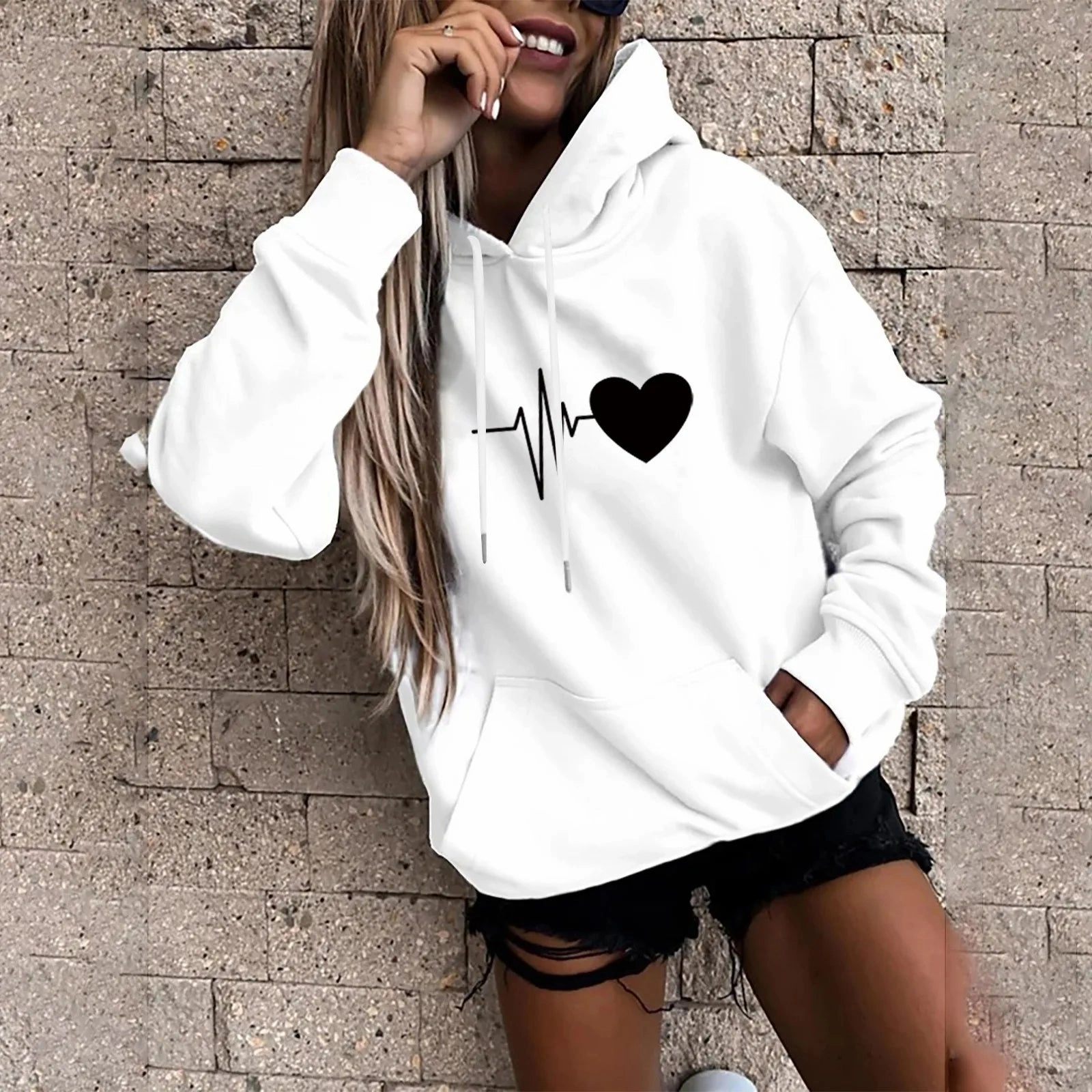 Women's Hoodies Tops Long Sleeve Fun Print Sweatshirt Casual Loose Pullover for Spring Fashion