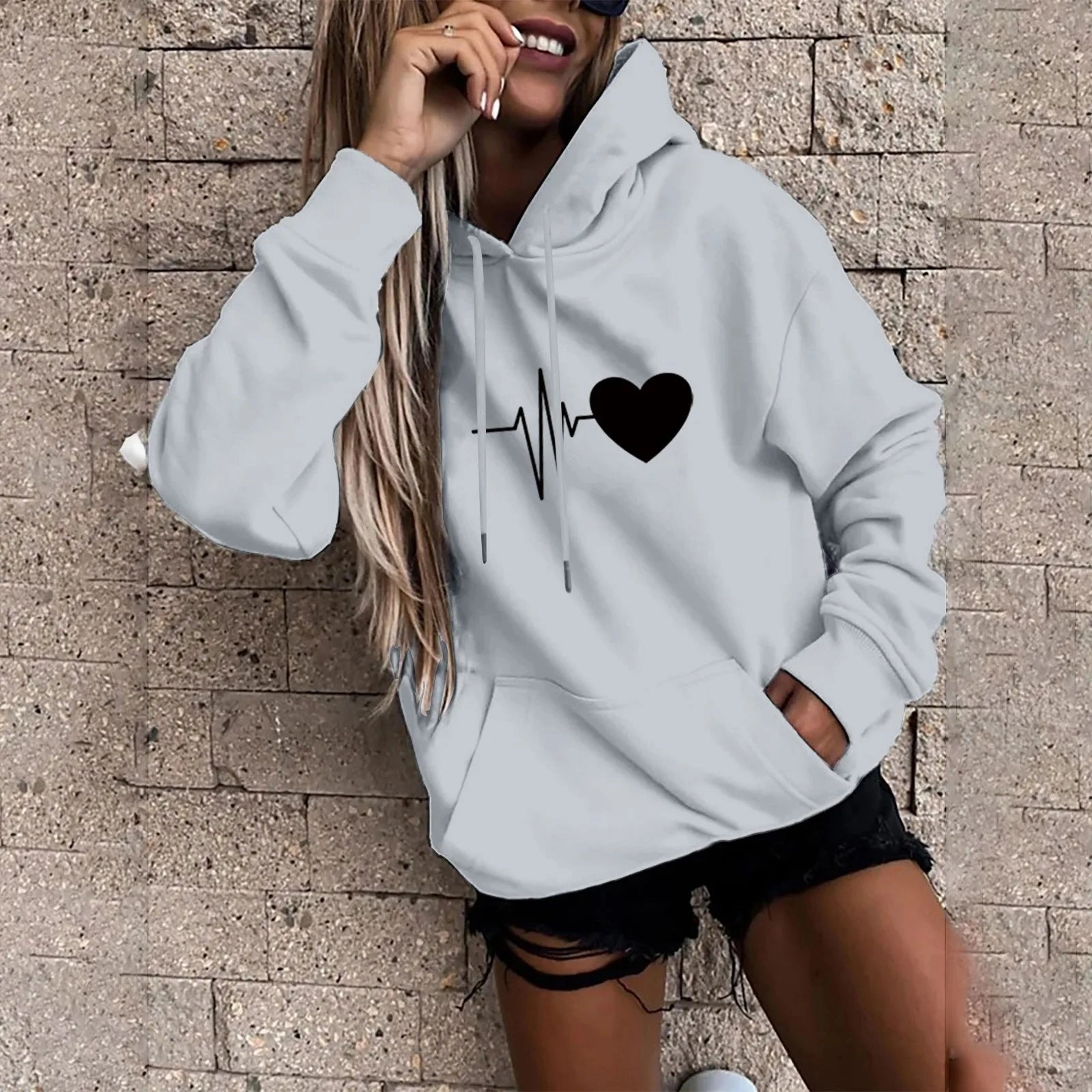 Women's Hoodies Tops Long Sleeve Fun Print Sweatshirt Casual Loose Pullover for Spring Fashion