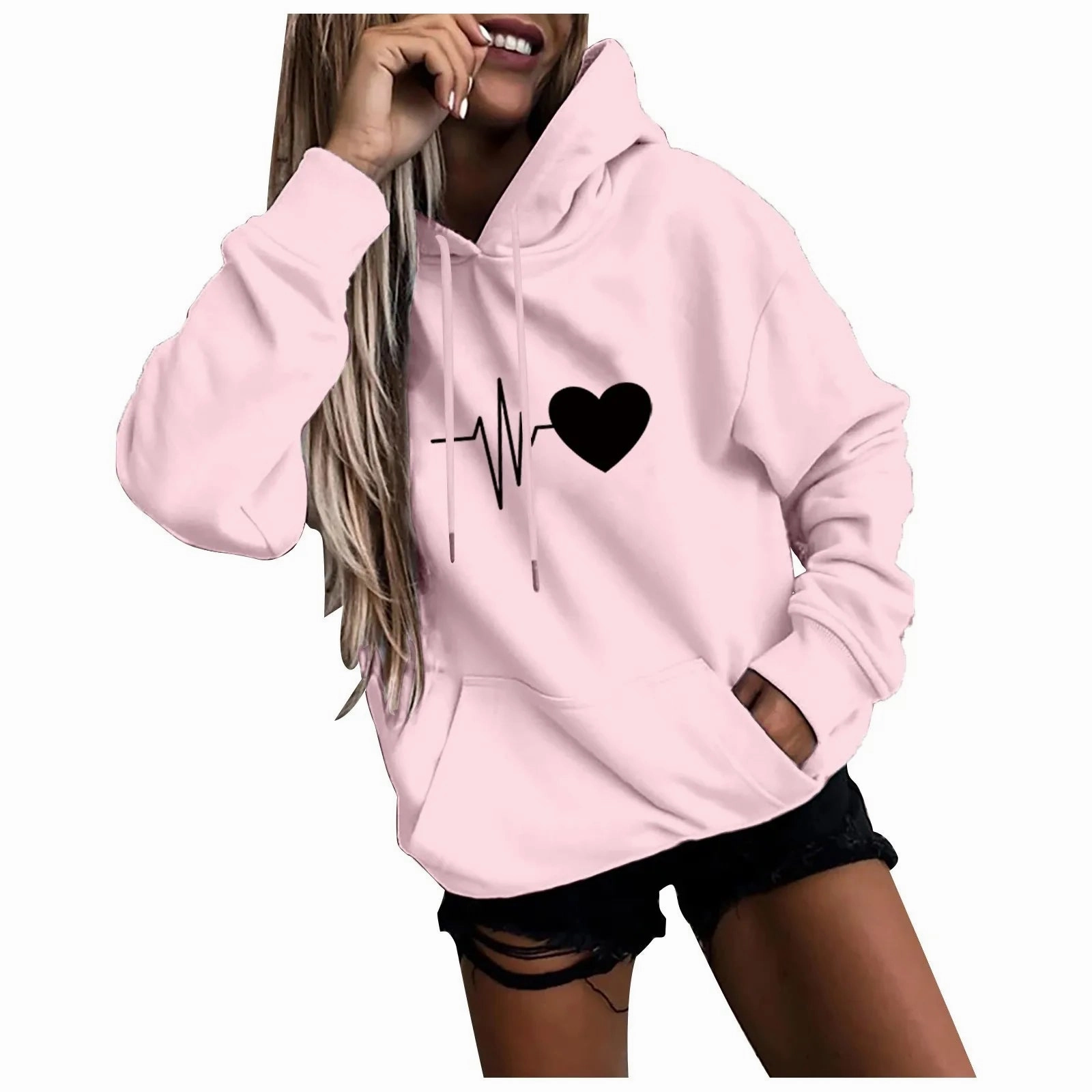 Women's Hoodies Tops Long Sleeve Fun Print Sweatshirt Casual Loose Pullover for Spring Fashion