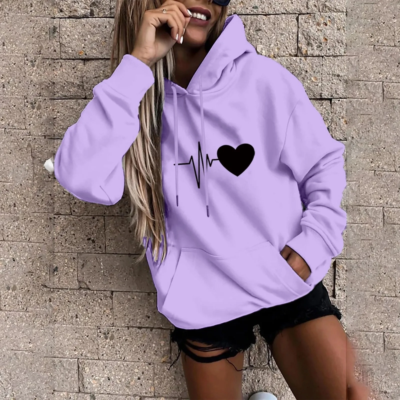 Women's Hoodies Tops Long Sleeve Fun Print Sweatshirt Casual Loose Pullover for Spring Fashion