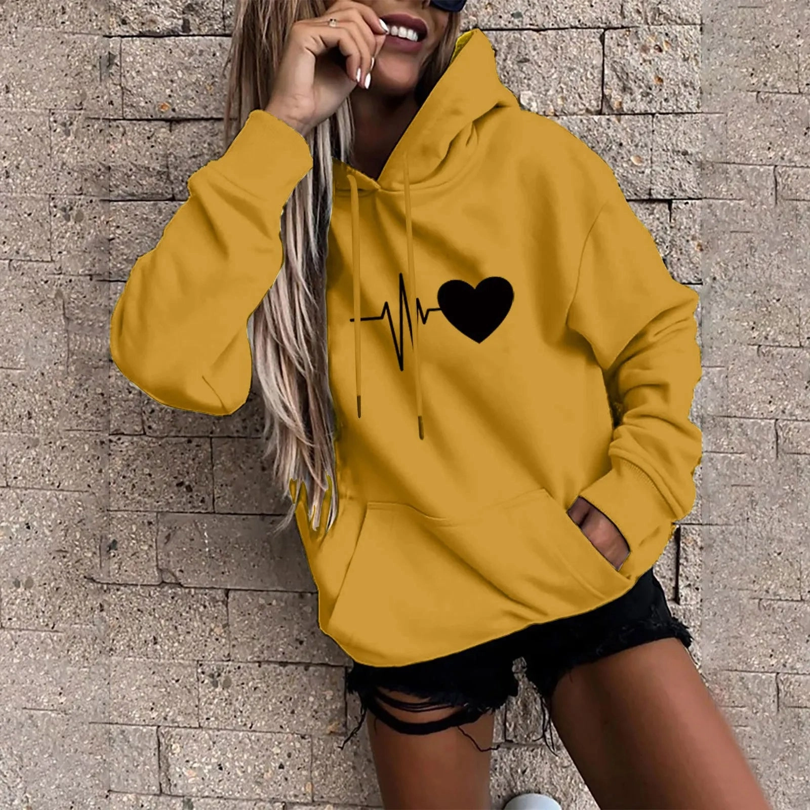 Women's Hoodies Tops Long Sleeve Fun Print Sweatshirt Casual Loose Pullover for Spring Fashion