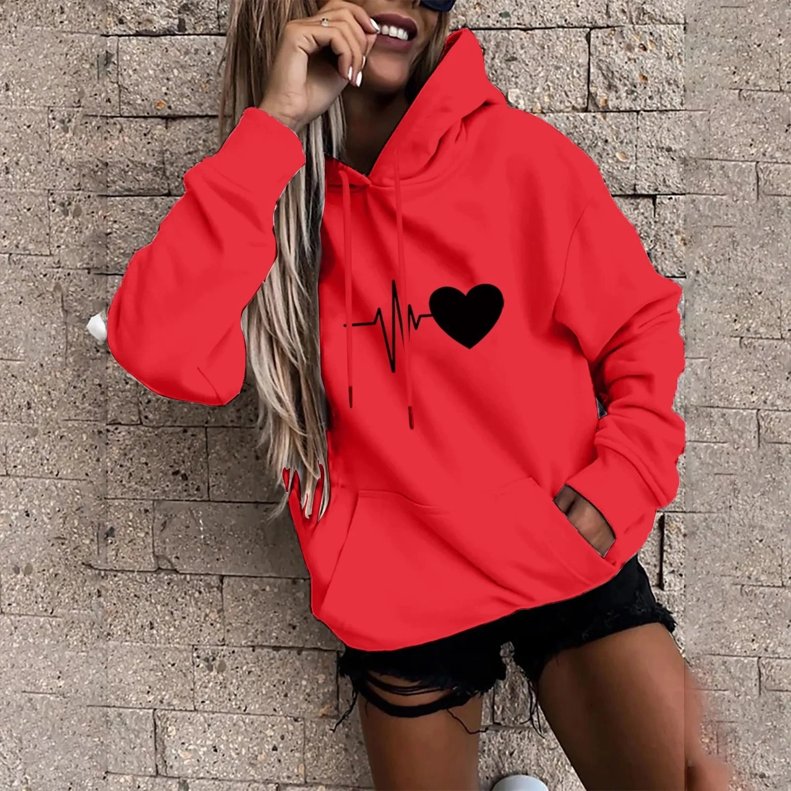 Women's Hoodies Tops Long Sleeve Fun Print Sweatshirt Casual Loose Pullover for Spring Fashion