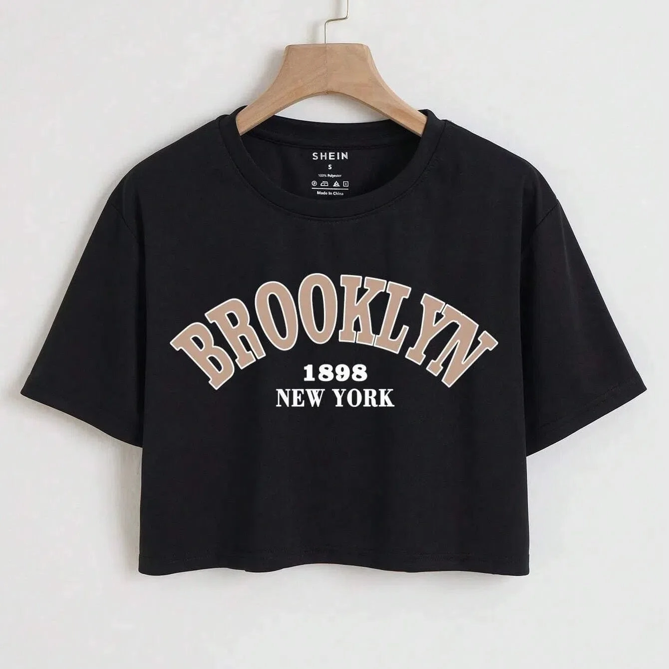 Women's Letter Graphic Crop T-Shirt Smock Loose Fitness Top