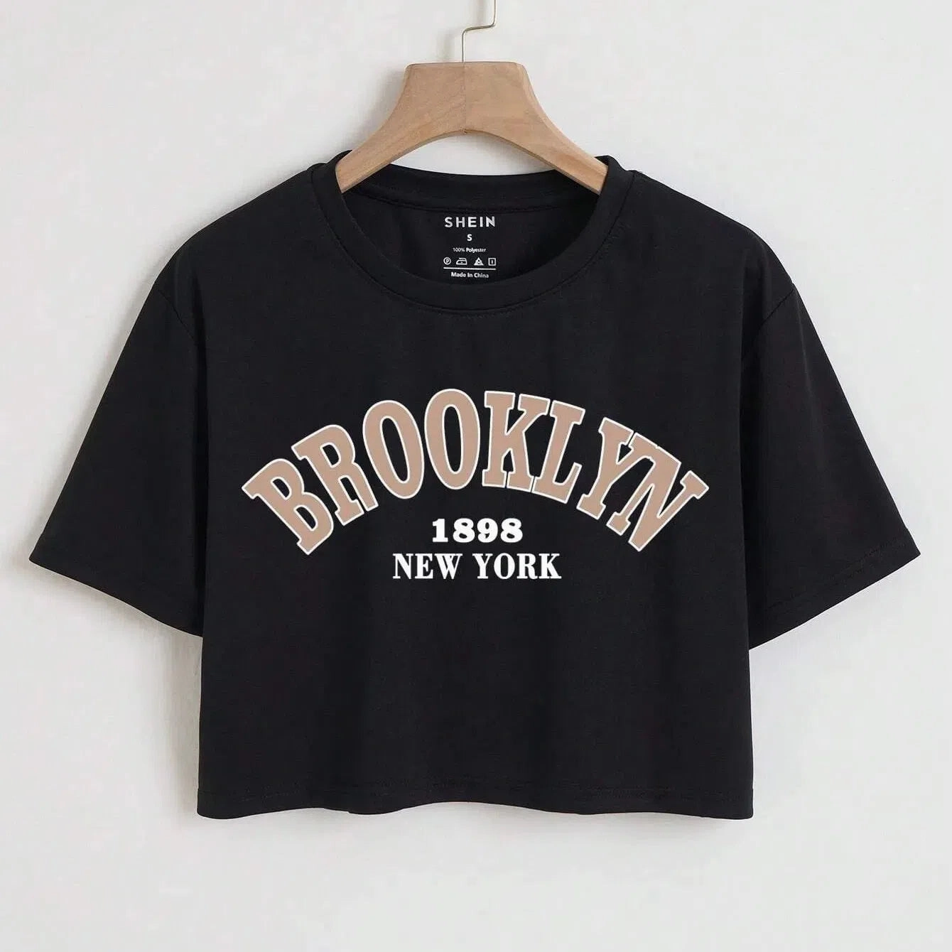 Women's Letter Graphic Crop T-Shirt Smock Loose Fitness Top