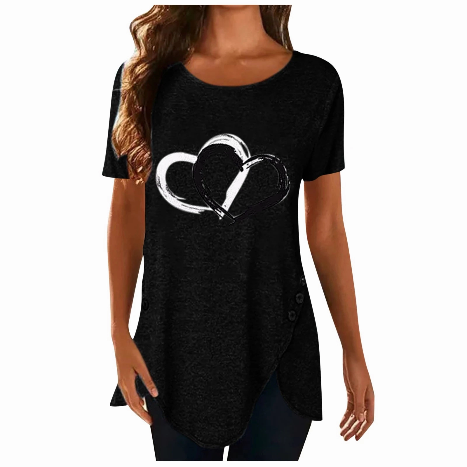 Women's Loose Floral Print Chiffon T Shirt with O Neck Casual Fit for Summer and Going Out
