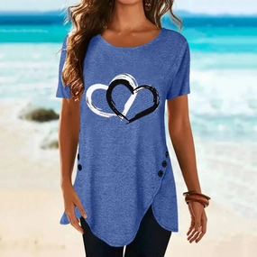Women's Loose Floral Print Chiffon T Shirt with O Neck Casual Fit for Summer and Going Out