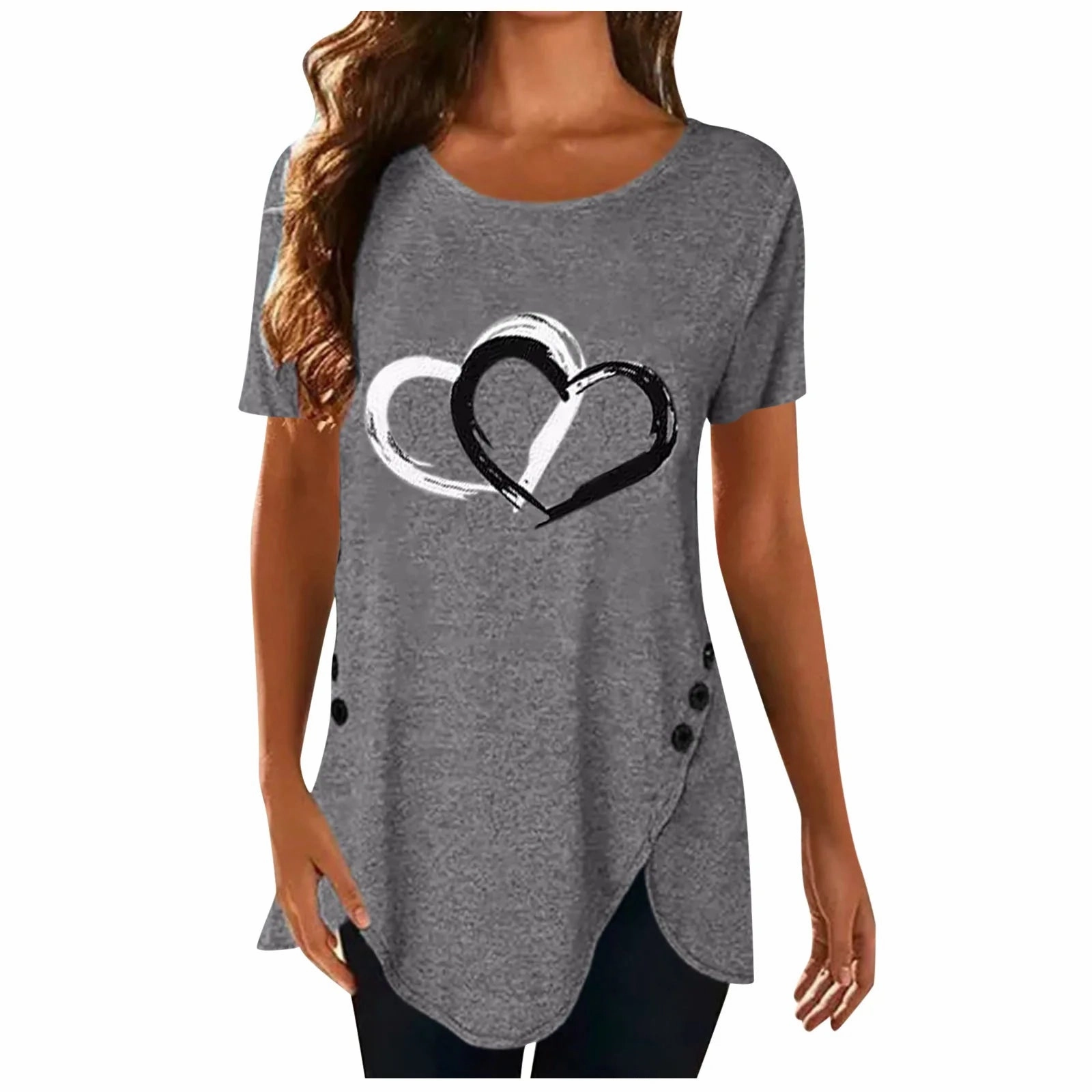 Women's Loose Floral Print Chiffon T Shirt with O Neck Casual Fit for Summer and Going Out