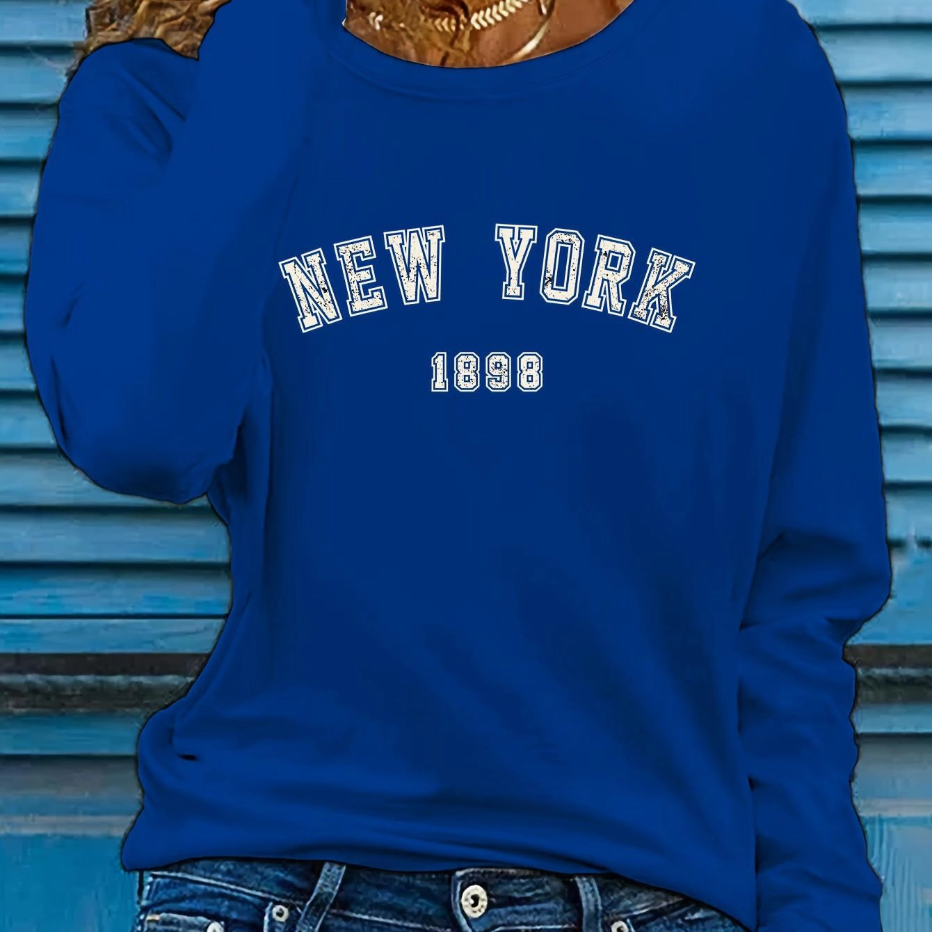 Women's New York Print Long Sleeve T-Shirt for Stylish Casual Wear