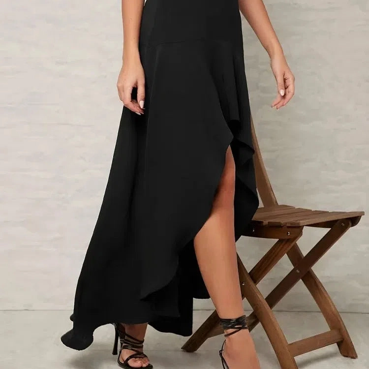 Women's Ruffle Edge Irregular Half Skirt Elegant Hanging Dress