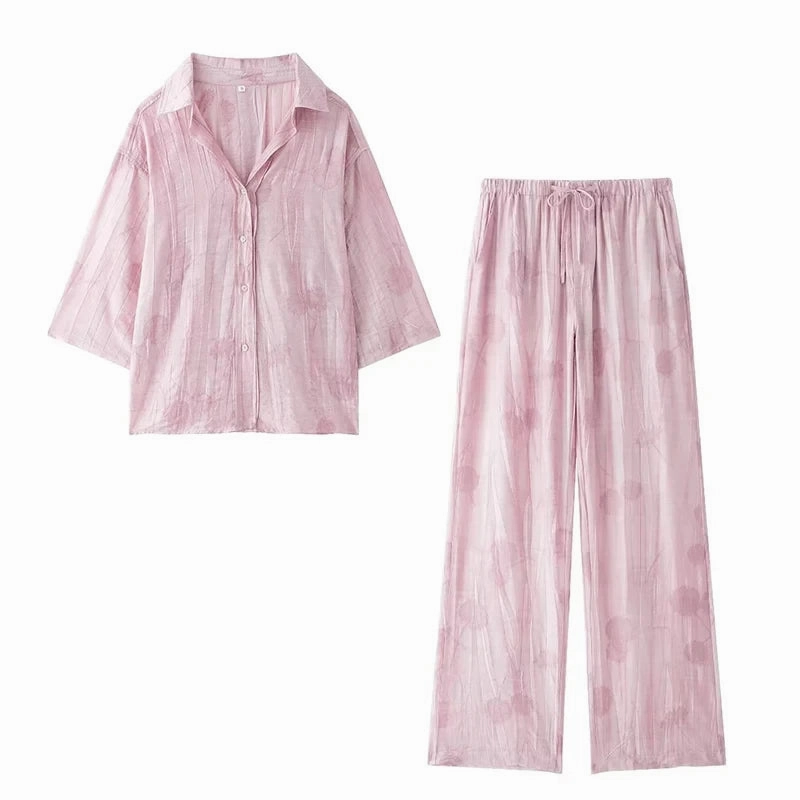 Women's Set New Fashion Spring Jacquard Loose Chic Print Set