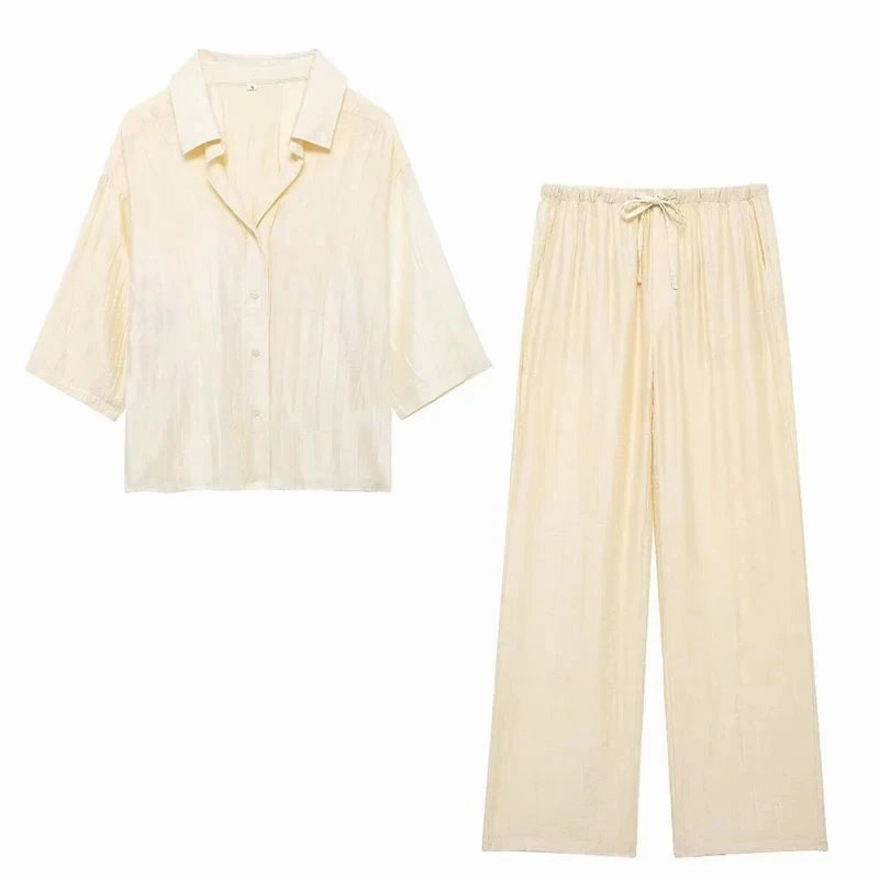 Women's Set New Fashion Spring Jacquard Loose Chic Print Set