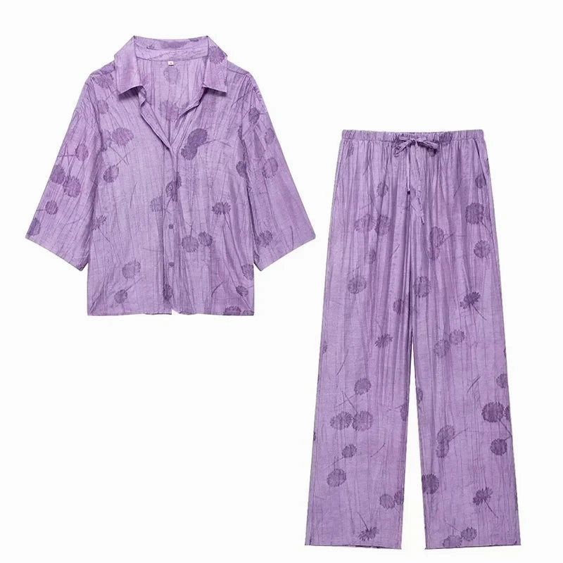 Women's Set New Fashion Spring Jacquard Loose Chic Print Set