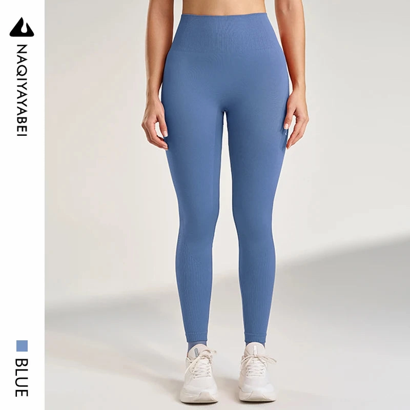 Women's Solid Color Leggings Gym Running Yoga Pants Long Pants High Waisted Tummy Tightening Stretch Sweatpants Seven Colors
