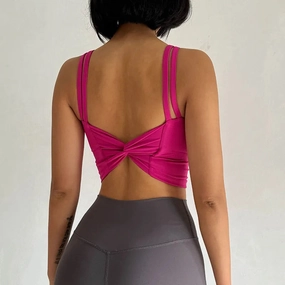 Women's Sports Bras Fitness Top, Sexy Push Up Yoga Bra, Back Knotted Running Vest for Gym Workouts and Activewear