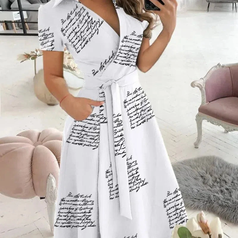 Women's Spring/Summer Fashion Long Sleeved V-Neck Dress