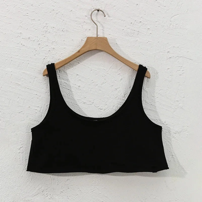 Women's Streetwear Cotton Crop Top Backless Sleeveless Loose Fit Summer 2025 Sexy Top for Females ropa mujer