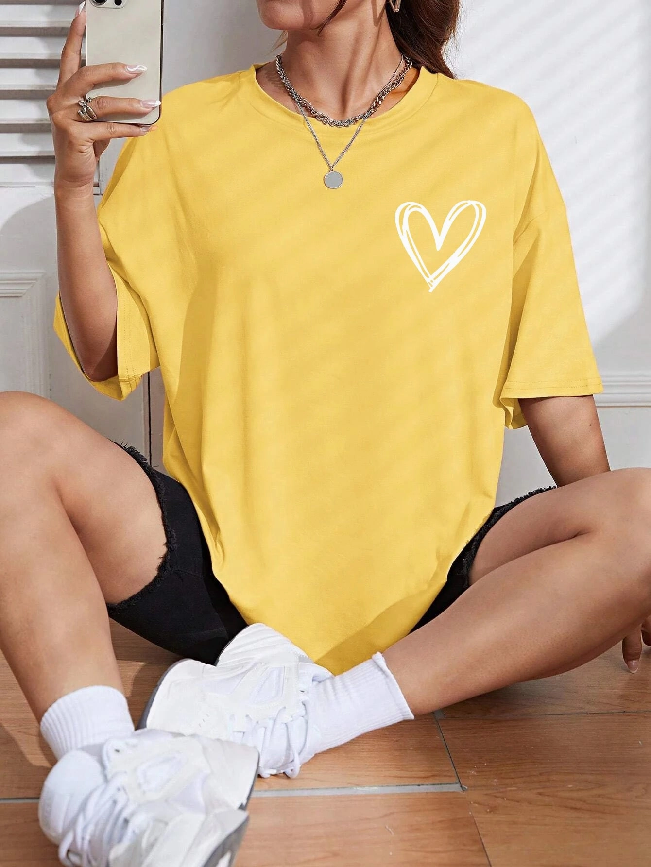 Women??s Summer Breathable Casual T-Shirt with Simple Love Print Short Sleeve Streetwear Oversized Fit for Going Out and Daily Wear