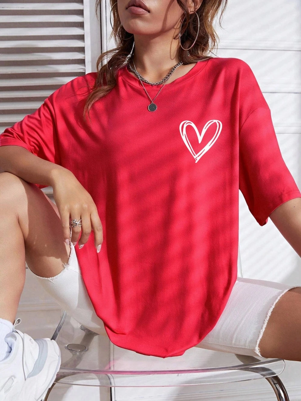 Women??s Summer Breathable Casual T-Shirt with Simple Love Print Short Sleeve Streetwear Oversized Fit for Going Out and Daily Wear