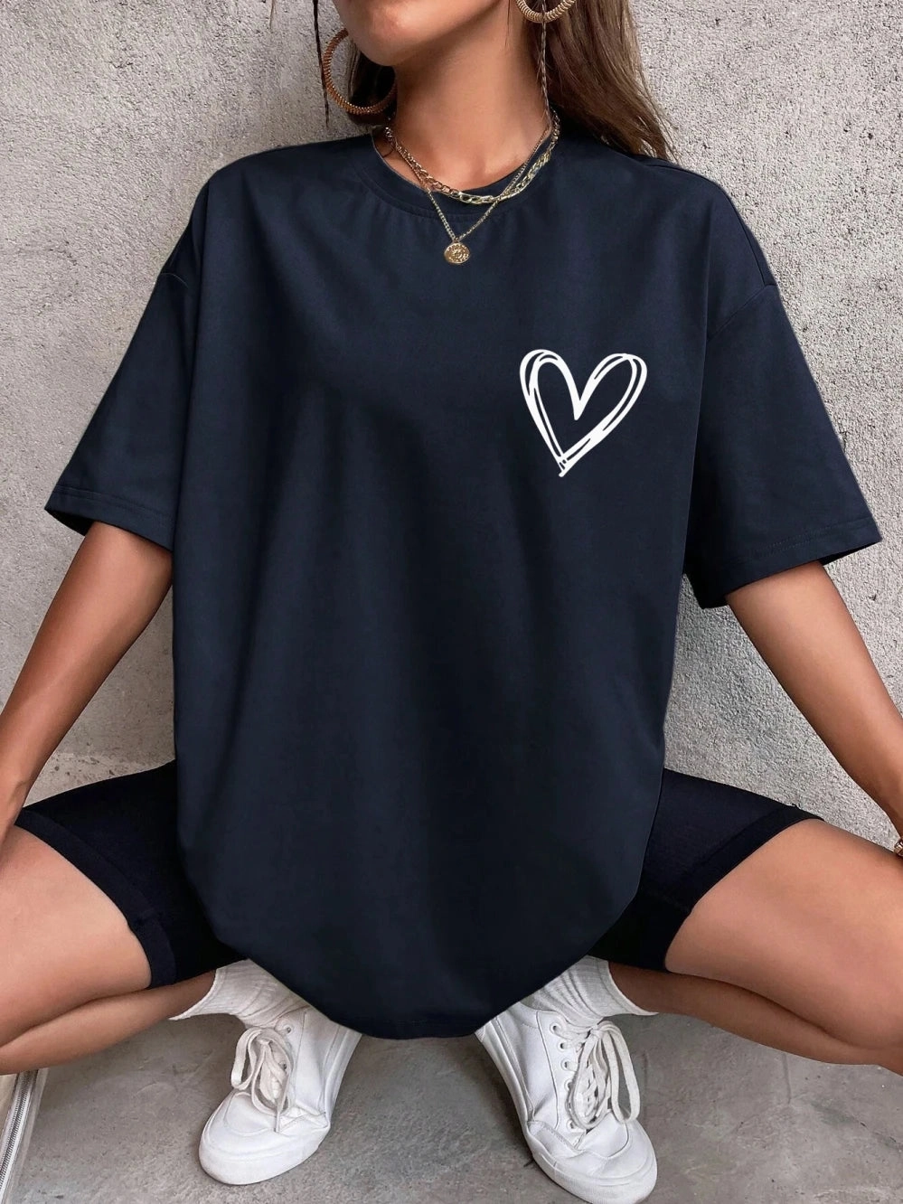 Women??s Summer Breathable Casual T-Shirt with Simple Love Print Short Sleeve Streetwear Oversized Fit for Going Out and Daily Wear