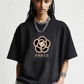 Women's Summer Flower Print T Shirt with O-Neck and Short Sleeves Oversized Casual Crop Top for Fashion and Party