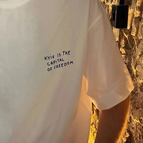 Women??s Summer Freedom Print Tee ?C Stylish Cotton Drop Sleeve T-Shirt Featuring Kyiv as the Capital of Freedom
