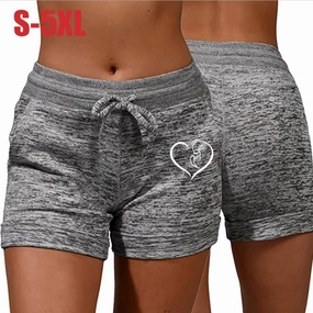 Women??s Summer High Waist Printed Sports Shorts with Pockets for Casual Fitness Running and Lounge Wear