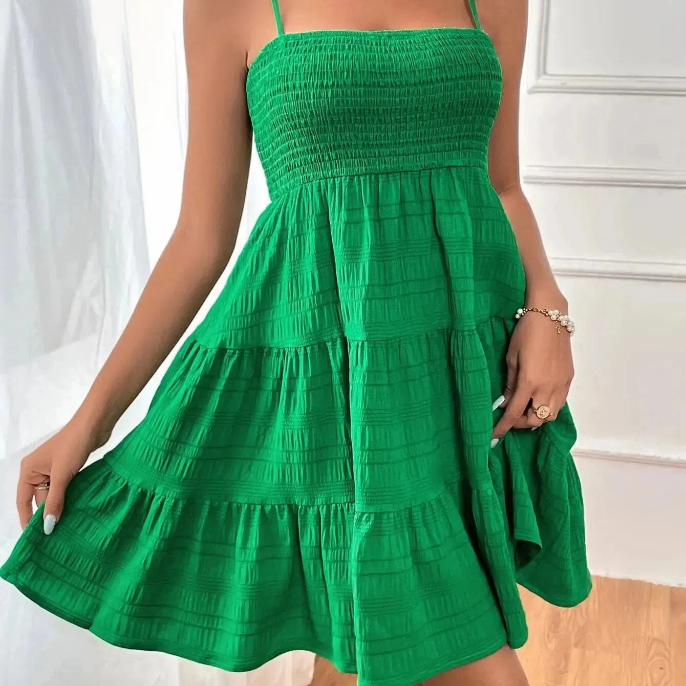 Women's Summer New One Line Neckline Thin Suspender Dress