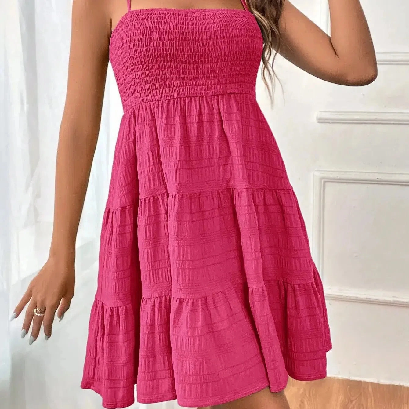 Women's Summer New One Line Neckline Thin Suspender Dress