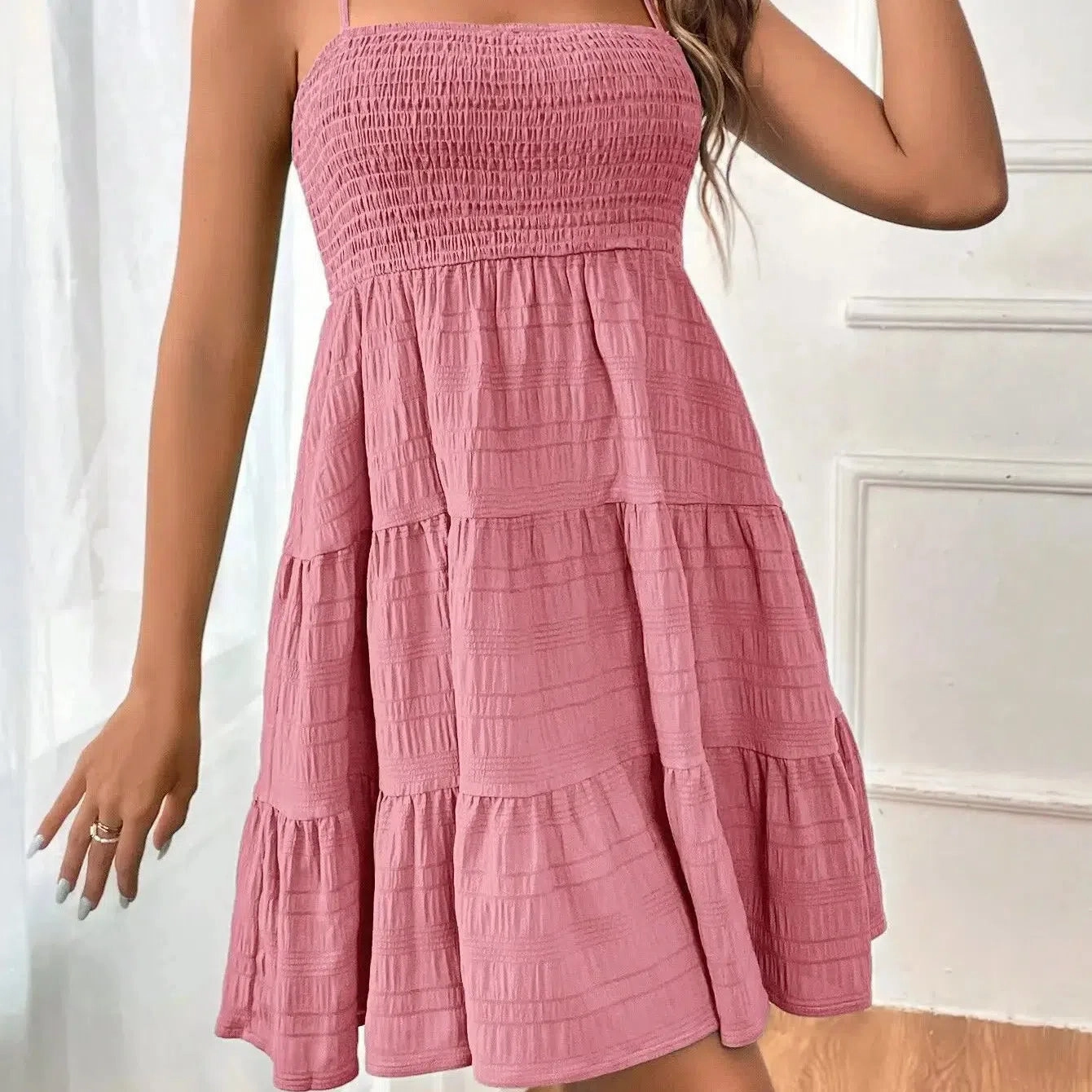 Women's Summer New One Line Neckline Thin Suspender Dress