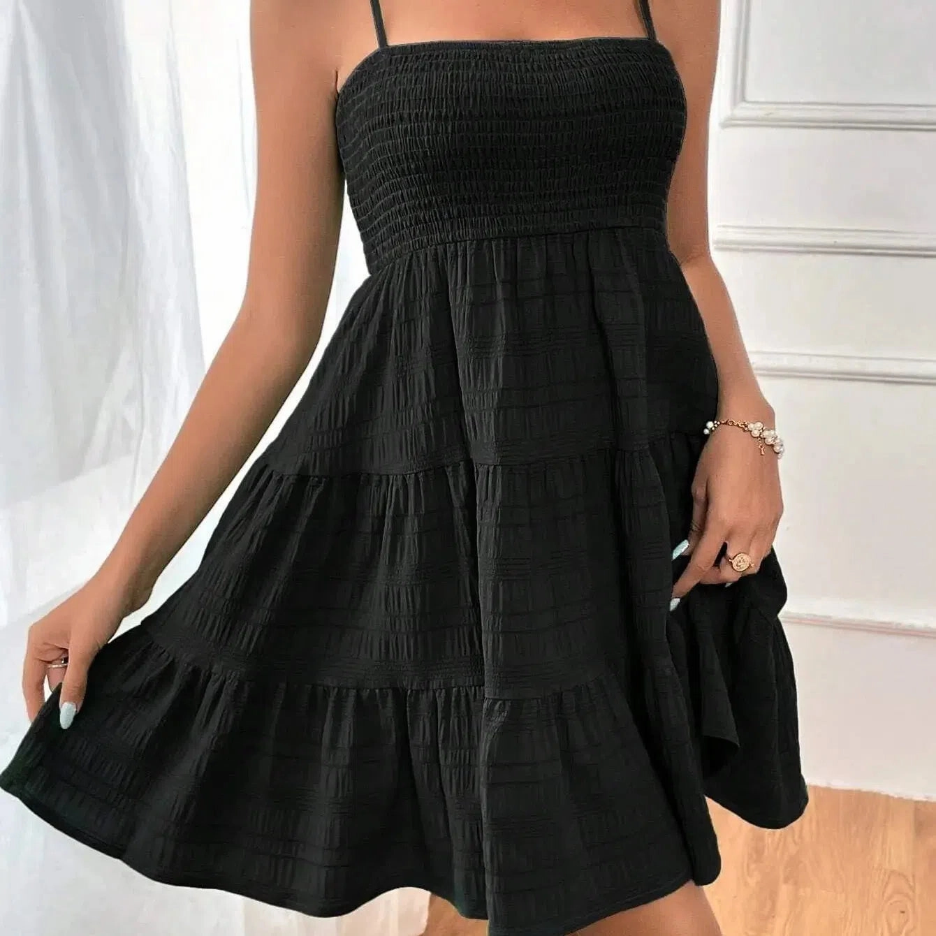 Women's Summer New One Line Neckline Thin Suspender Dress