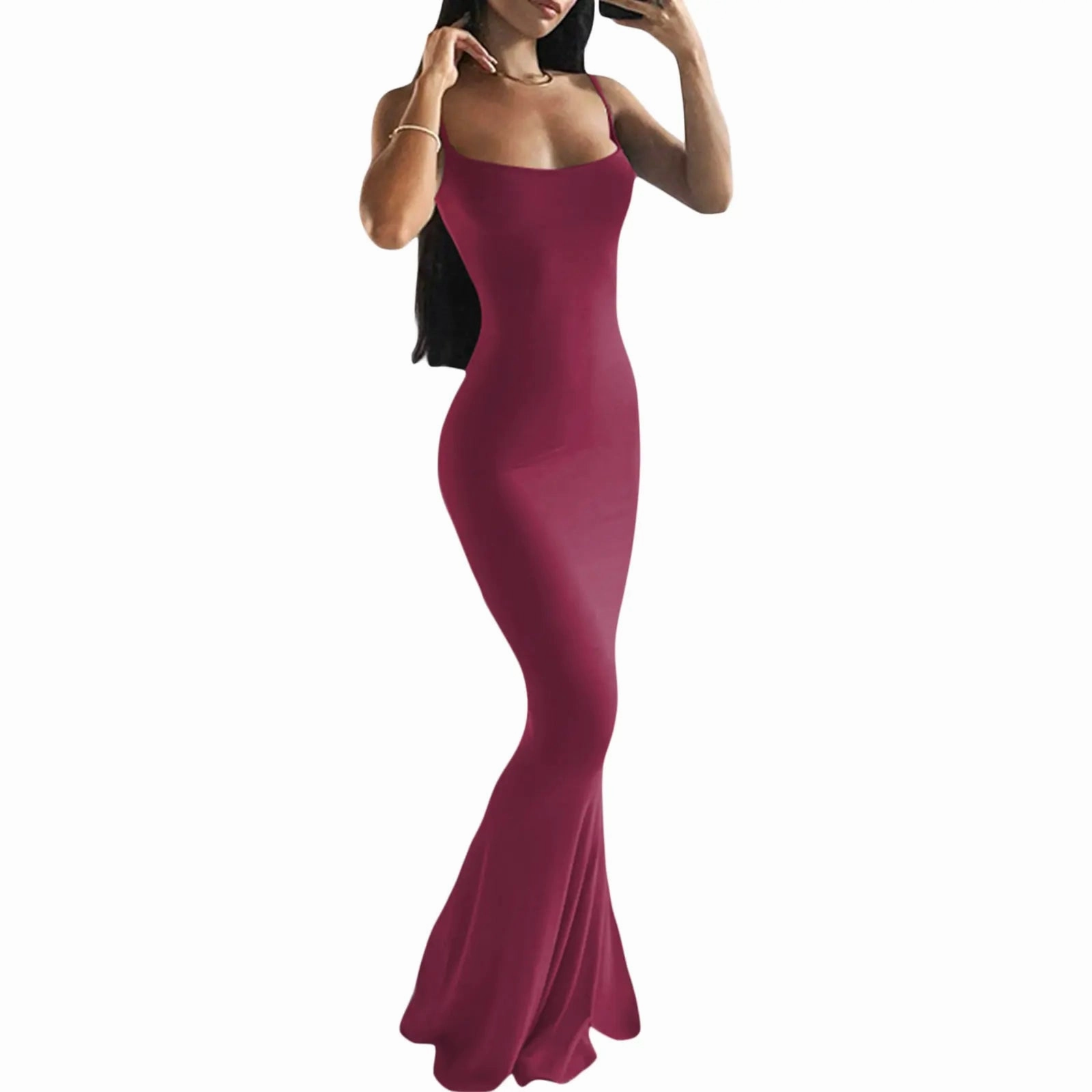 Women's Summer Sexy Party Club Slip Slim Dress with Fishtail Hem