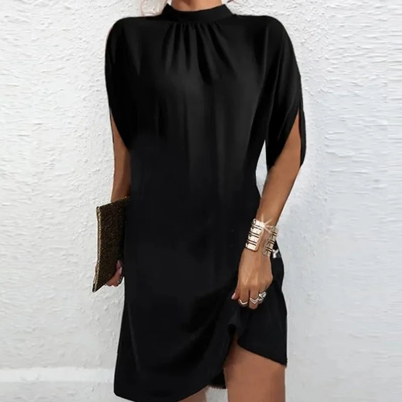 Women's Summer Skirt Fashion Casual Loose Dress with Bat Sleeve