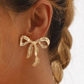 Women's Sweet and Cool Style Ribbon Bow Knot Earrings Elegant Jewelry Gift