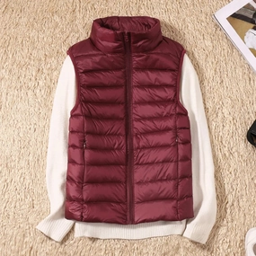 Women's Ultralight Duck Down Vest Jacket High Neck Sleeveless