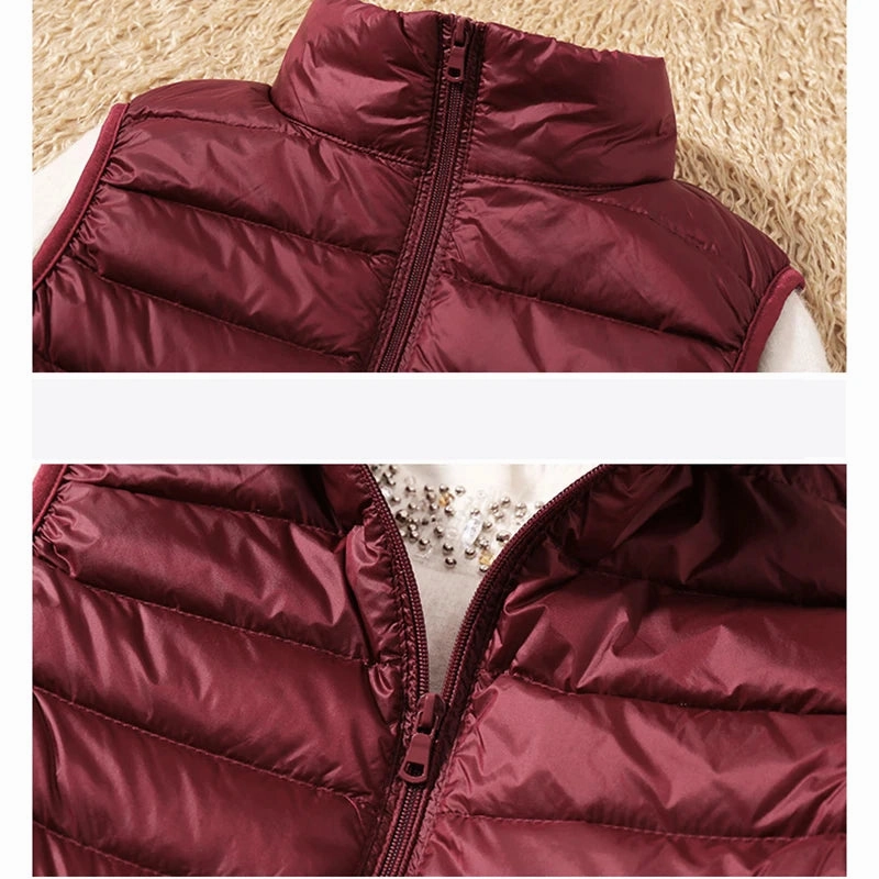 Women's Ultralight Duck Down Vest Jacket High Neck Sleeveless