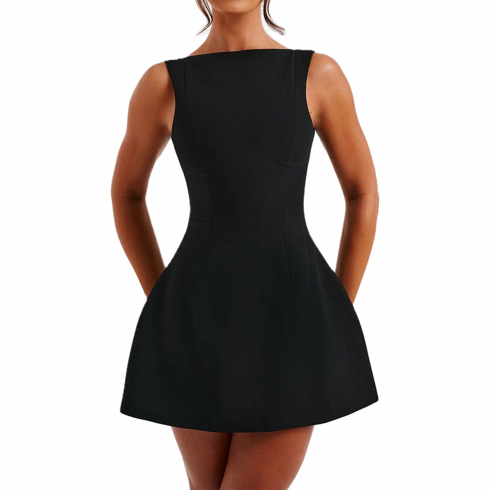 Women's Vintage Backless Party Dress Classic Elegant Mini Dress for Summer Events