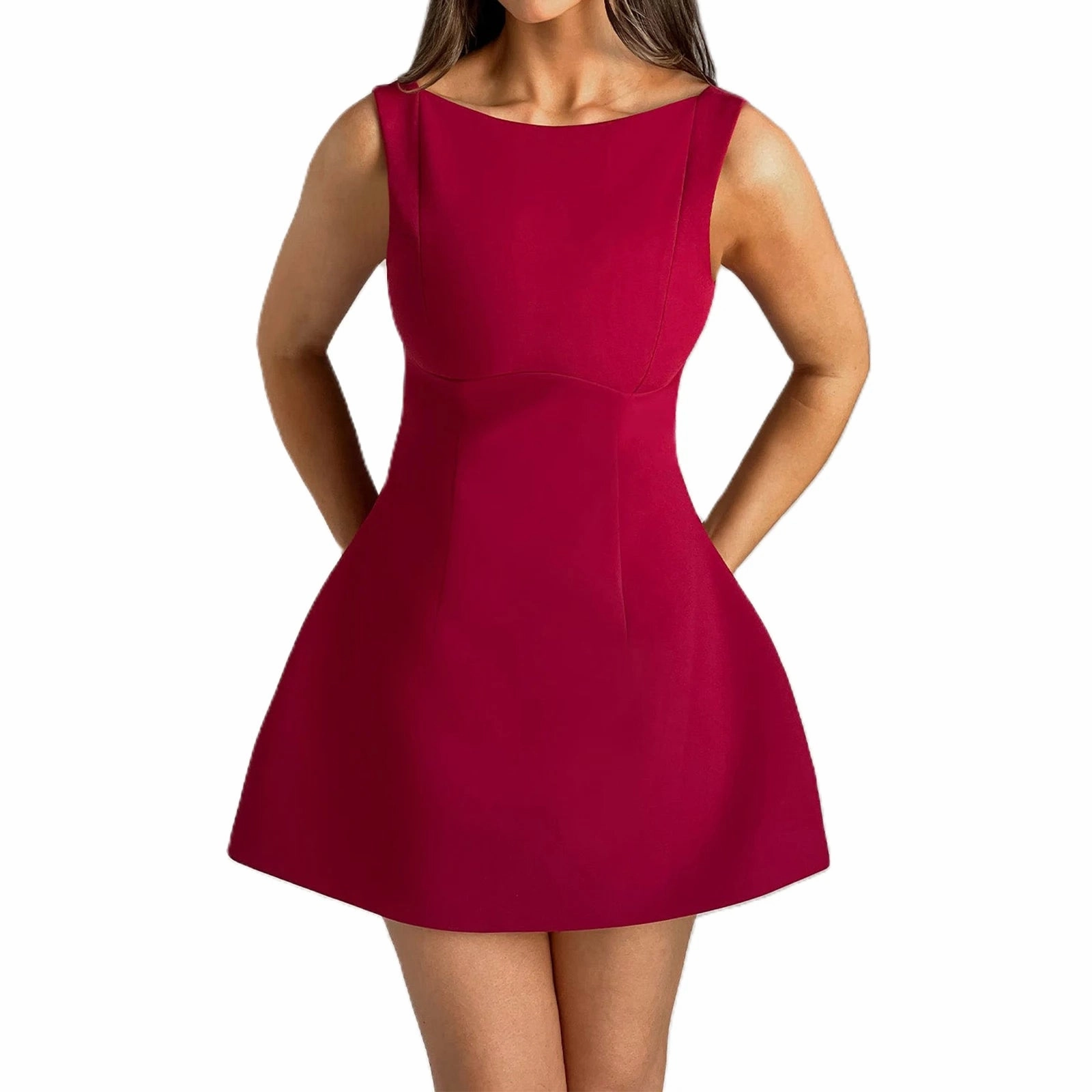 Women's Vintage Backless Party Dress Classic Elegant Mini Dress for Summer Events