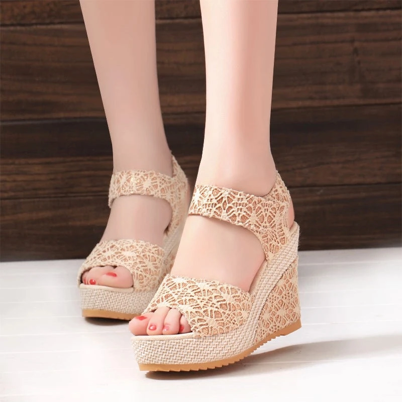 Women's Wedges Sandals Summer New Fashion Peep Toe High Heel