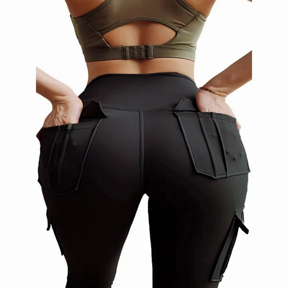 Women Seamless Yoga Pants Multi-pocket Push Up Elastic Fitness Leggings Fashion Causal Y2K High Waist Slim Streetwear Tights