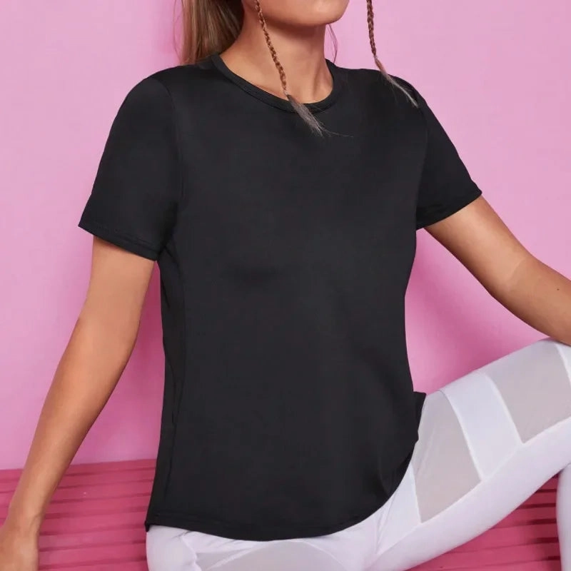 Women Seamless Yoga T-Shirt Athletic Crop Top for Gym Training